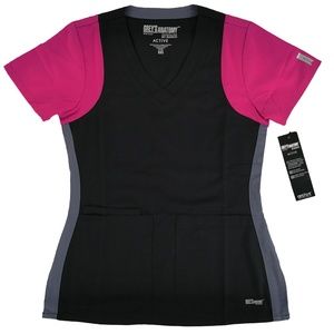 Grey's Anatomy Scrub Top Black Raspberry Granite